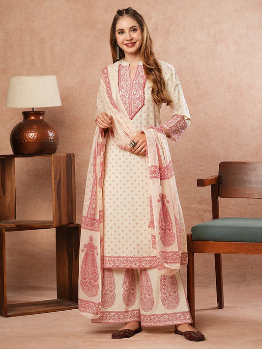 Floral Coined A-Line Kurta Set