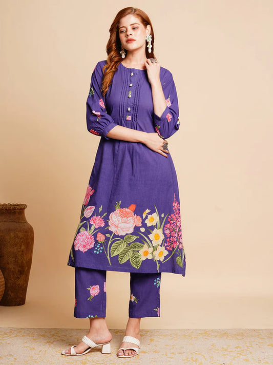 Floral A-Line Kurta Set