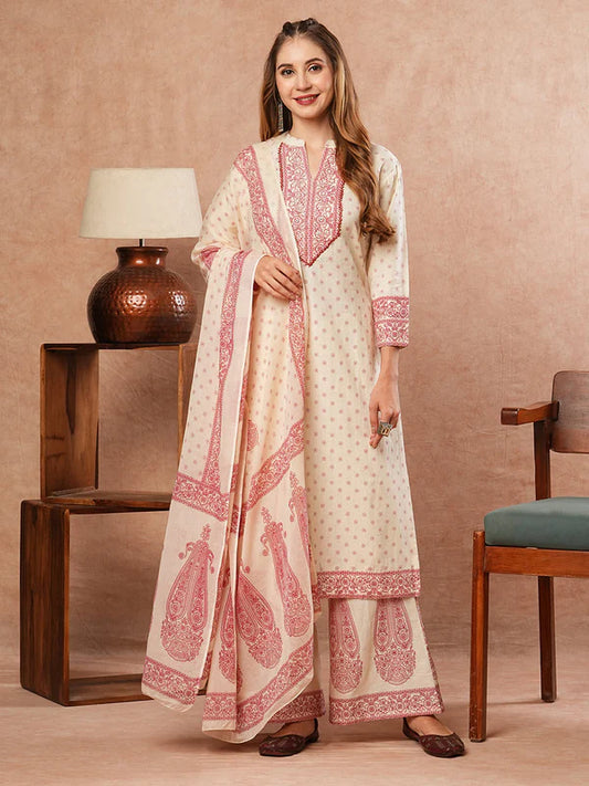 Floral Coined A-Line Kurta Set