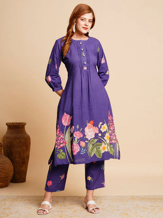 Floral A-Line Kurta Set